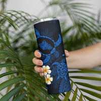 Hawaii Oahu Islands Pacific Plumeria Skinny Tumbler Blue Polynesian Tattoo LT9 - Polynesian Pride
