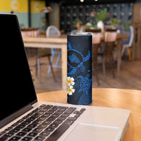 Hawaii Oahu Islands Pacific Plumeria Skinny Tumbler Blue Polynesian Tattoo LT9 - Polynesian Pride