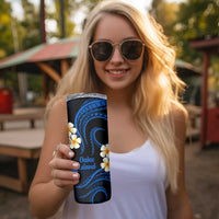 Hawaii Oahu Islands Pacific Plumeria Skinny Tumbler Blue Polynesian Tattoo LT9 - Polynesian Pride