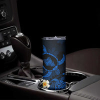 Hawaii Oahu Islands Pacific Plumeria Skinny Tumbler Blue Polynesian Tattoo LT9 - Polynesian Pride