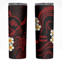 Hawaii Oahu Islands Pacific Plumeria Skinny Tumbler Red Polynesian Tattoo LT9 Red - Polynesian Pride