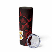 Hawaii Oahu Islands Pacific Plumeria Skinny Tumbler Red Polynesian Tattoo LT9 - Polynesian Pride