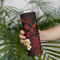 Hawaii Oahu Islands Pacific Plumeria Skinny Tumbler Red Polynesian Tattoo LT9 - Polynesian Pride