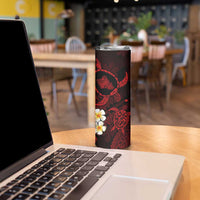 Hawaii Oahu Islands Pacific Plumeria Skinny Tumbler Red Polynesian Tattoo LT9 - Polynesian Pride