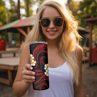 Hawaii Oahu Islands Pacific Plumeria Skinny Tumbler Red Polynesian Tattoo LT9 - Polynesian Pride