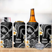 Hawaii Oahu Islands Pacific Plumeria 4 in 1 Can Cooler Tumbler White Polynesian Tattoo LT9 - Polynesian Pride