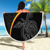 Papua New Guinea 50th Independence Day Beach Blanket Simple Oro Tapa Pattern - Polynesian Pride