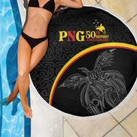 Papua New Guinea 50th Independence Day Beach Blanket Simple Oro Tapa Pattern - Polynesian Pride