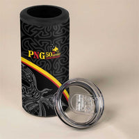 Papua New Guinea 50th Independence Day 4 in 1 Can Cooler Tumbler Simple Oro Tapa Pattern - Polynesian Pride
