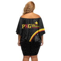Papua New Guinea 50th Independence Day Family Matching Off Shoulder Short Dress and Hawaiian Shirt Simple Oro Tapa Pattern - Polynesian Pride