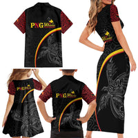 Papua New Guinea 50th Independence Day Family Matching Short Sleeve Bodycon Dress and Hawaiian Shirt Simple Oro Tapa Pattern - Polynesian Pride