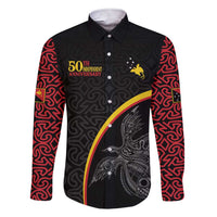 Papua New Guinea 50th Independence Day Family Matching Short Sleeve Bodycon Dress and Hawaiian Shirt Simple Oro Tapa Pattern - Polynesian Pride