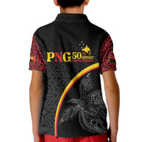 Papua New Guinea 50th Independence Day Kid Polo Shirt Simple Oro Tapa Pattern - Polynesian Pride
