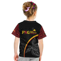Papua New Guinea 50th Independence Day Kid T Shirt Simple Oro Tapa Pattern - Polynesian Pride