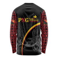 Papua New Guinea 50th Independence Day Long Sleeve Shirt Simple Oro Tapa Pattern - Polynesian Pride