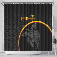 Papua New Guinea 50th Independence Day Shower Curtain Simple Oro Tapa Pattern - Polynesian Pride