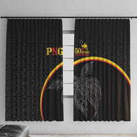 Papua New Guinea 50th Independence Day Window Curtain Simple Oro Tapa Pattern - Polynesian Pride