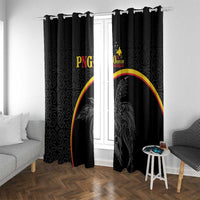 Papua New Guinea 50th Independence Day Window Curtain Simple Oro Tapa Pattern - Polynesian Pride
