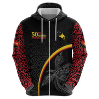 Papua New Guinea 50th Independence Day Zip Hoodie Simple Oro Tapa Pattern - Polynesian Pride