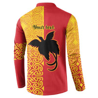 Papua New Guinea Oro Tapa Personalised Button Sweatshirt Simple Bird of Paradise Style - Polynesian Pride