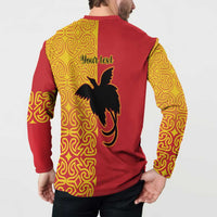 Papua New Guinea Oro Tapa Personalised Button Sweatshirt Simple Bird of Paradise Style - Polynesian Pride