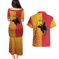 Papua New Guinea Oro Tapa Personalised Couples Matching Puletasi and Hawaiian Shirt Simple Bird of Paradise Style - Polynesian Pride