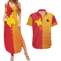 Papua New Guinea Oro Tapa Personalised Couples Matching Summer Maxi Dress and Hawaiian Shirt Simple Bird of Paradise Style - Polynesian Pride