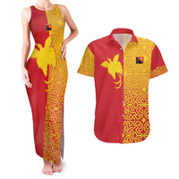 Papua New Guinea Oro Tapa Personalised Couples Matching Tank Maxi Dress and Hawaiian Shirt Simple Bird of Paradise Style - Polynesian Pride