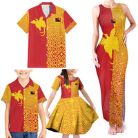Papua New Guinea Oro Tapa Personalised Family Matching Tank Maxi Dress and Hawaiian Shirt Simple Bird of Paradise Style - Polynesian Pride