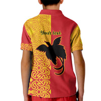 Papua New Guinea Oro Tapa Personalised Kid Polo Shirt Simple Bird of Paradise Style - Polynesian Pride