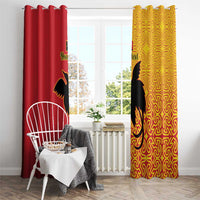 Papua New Guinea Oro Tapa Personalised Window Curtain Simple Bird of Paradise Style - Polynesian Pride