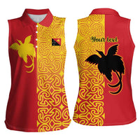 Papua New Guinea Oro Tapa Personalised Women Sleeveless Polo Shirt Simple Bird of Paradise Style - Polynesian Pride