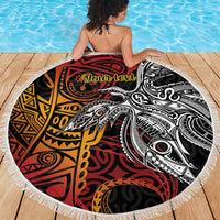 Papua New Guinea Sepik Personalised Beach Blanket PNG Bird of Paradise Tattoo - Polynesian Pride