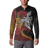 Papua New Guinea Sepik Personalised Button Sweatshirt PNG Bird of Paradise Tattoo - Polynesian Pride