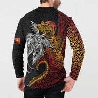 Papua New Guinea Sepik Personalised Button Sweatshirt PNG Bird of Paradise Tattoo - Polynesian Pride