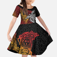 Papua New Guinea Sepik Personalised Family Matching Long Sleeve Bodycon Dress and Hawaiian Shirt PNG Bird of Paradise Tattoo - Polynesian Pride