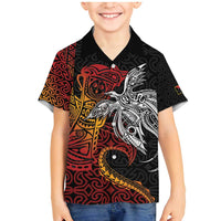 Papua New Guinea Sepik Personalised Family Matching Mermaid Dress and Hawaiian Shirt PNG Bird of Paradise Tattoo - Polynesian Pride