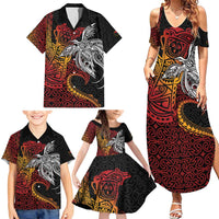 Papua New Guinea Sepik Personalised Family Matching Summer Maxi Dress and Hawaiian Shirt PNG Bird of Paradise Tattoo - Polynesian Pride