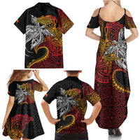 Papua New Guinea Sepik Personalised Family Matching Summer Maxi Dress and Hawaiian Shirt PNG Bird of Paradise Tattoo - Polynesian Pride