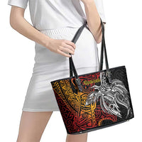 Papua New Guinea Sepik Personalised Leather Tote Bag PNG Bird of Paradise Tattoo - Polynesian Pride