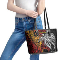Papua New Guinea Sepik Personalised Leather Tote Bag PNG Bird of Paradise Tattoo - Polynesian Pride