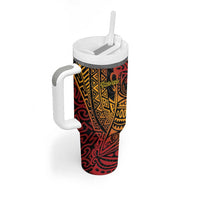 Papua New Guinea Sepik Personalised Tumbler With Handle PNG Bird of Paradise Tattoo - Polynesian Pride