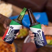 Personalised PNG Bougainville 4 in 1 Can Cooler Tumbler Bird of Paradise Tattoo Flag Motif - Polynesian Pride