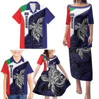 Personalised PNG Bougainville Family Matching Puletasi and Hawaiian Shirt Bird of Paradise Tattoo Flag Motif - Polynesian Pride