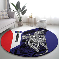 Personalised PNG Bougainville Round Carpet Bird of Paradise Tattoo Flag Motif - Polynesian Pride