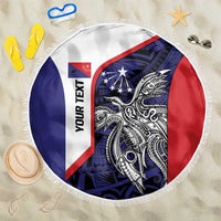 Personalised PNG Central Province Beach Blanket Bird of Paradise Tattoo Flag Motif - Polynesian Pride