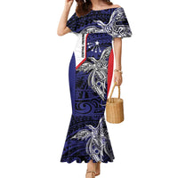 Personalised PNG Central Province Family Matching Mermaid Dress and Hawaiian Shirt Bird of Paradise Tattoo Flag Motif - Polynesian Pride