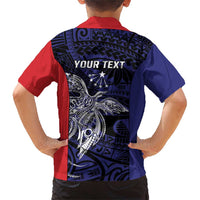 Personalised PNG Central Province Family Matching Short Sleeve Bodycon Dress and Hawaiian Shirt Bird of Paradise Tattoo Flag Motif - Polynesian Pride