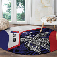 Personalised PNG Central Province Round Carpet Bird of Paradise Tattoo Flag Motif - Polynesian Pride