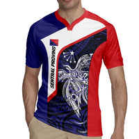 Personalised PNG Central Province Rugby Jersey Bird of Paradise Tattoo Flag Motif - Polynesian Pride